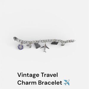 Sterling Silver Charm Bracelet with Travel Charms